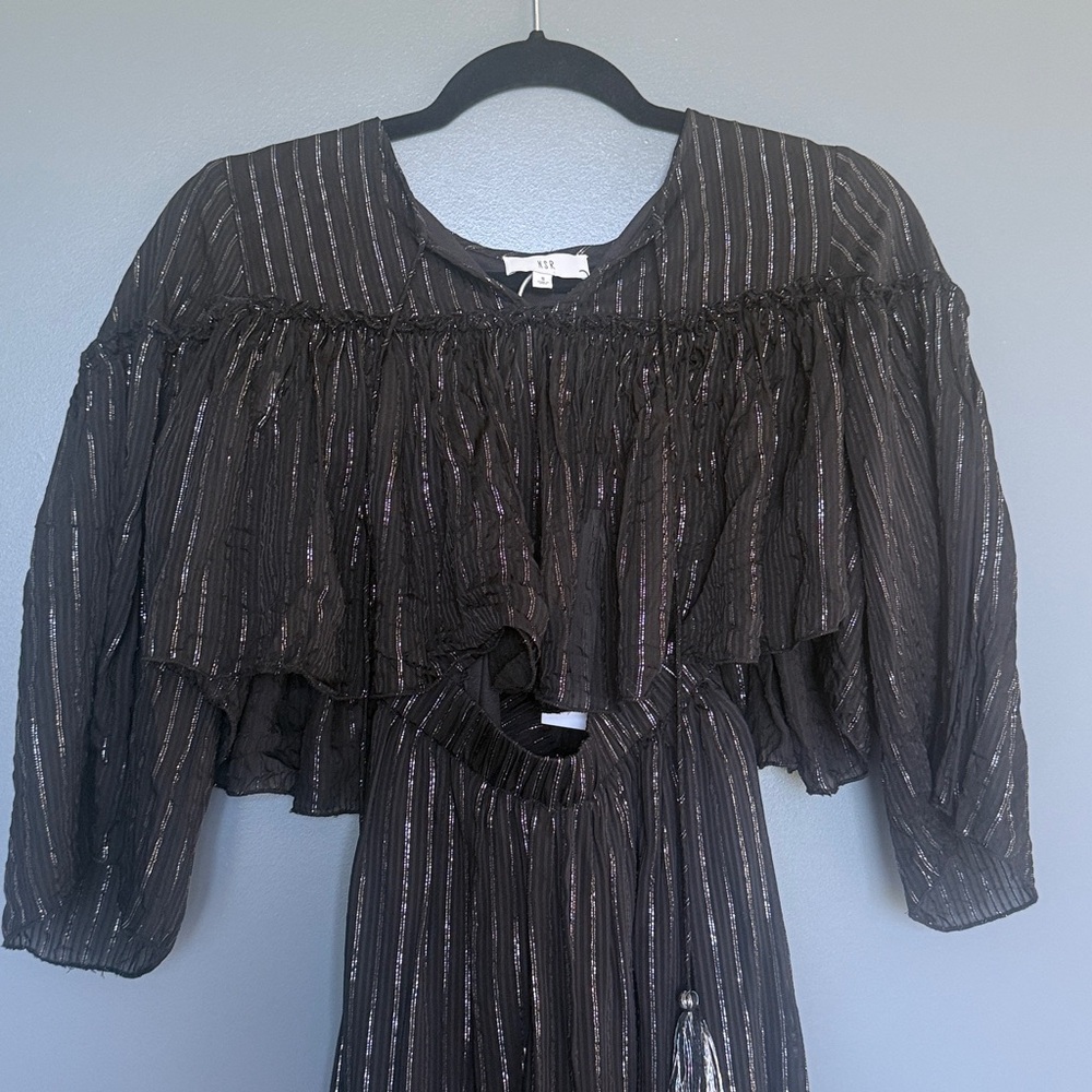 NWT NSR 2 Piece Black Maxi Dress with Silver Pin Stripes -Small - Picture 3 of 15